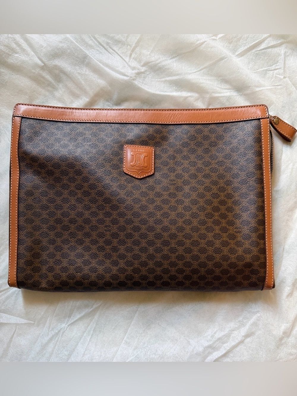Celine Brown/Tan Leather Large Clutch